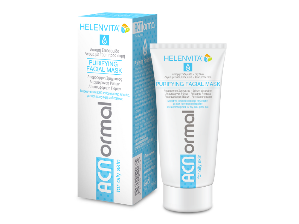 Helenvita ACNormal Purifying Facial Mask, Μάσκα Βαθέως Καθαρισμού Λιπαρής με Τάση προς Ακμή Επιδερμίδας, 75ml