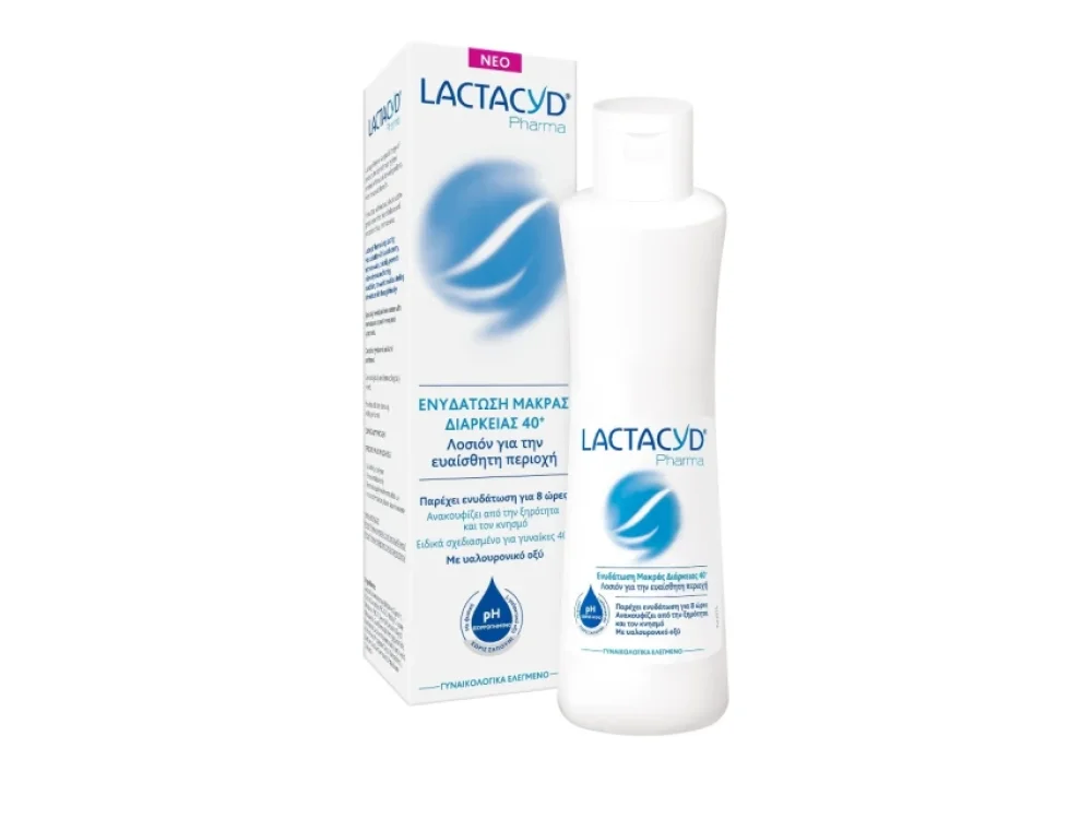 Lactacyd Pharma Ενυδάτωση Μακράς Διαρκείας 40+, Λοσιόν Καθαρισμού για την Ευαίσθητη Περιοχή, 250ml