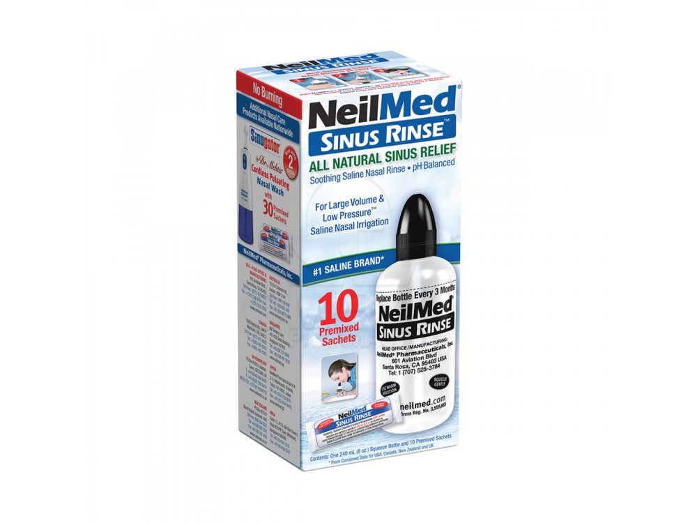 NEILMED Sinus Rinse, Σύστημα Ρινικών Πλύσεων για Ενήλικες, Συσκευή + 10 Φακελάκια