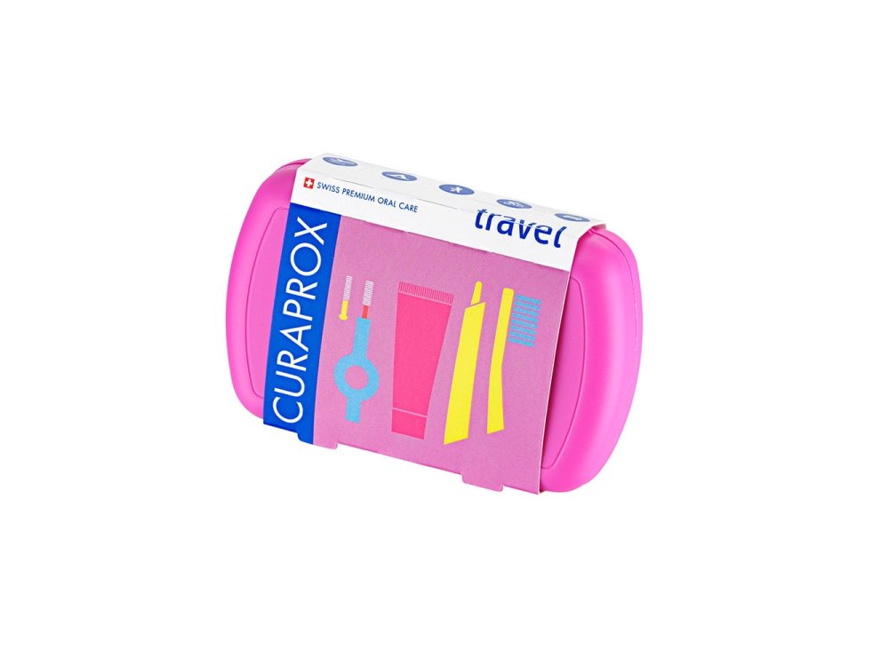 Curaprox Travel Set, Σετ  Στοματικής Υγιεινής σε Θήκη Ταξιδίου Ροζ, 1τμχ
