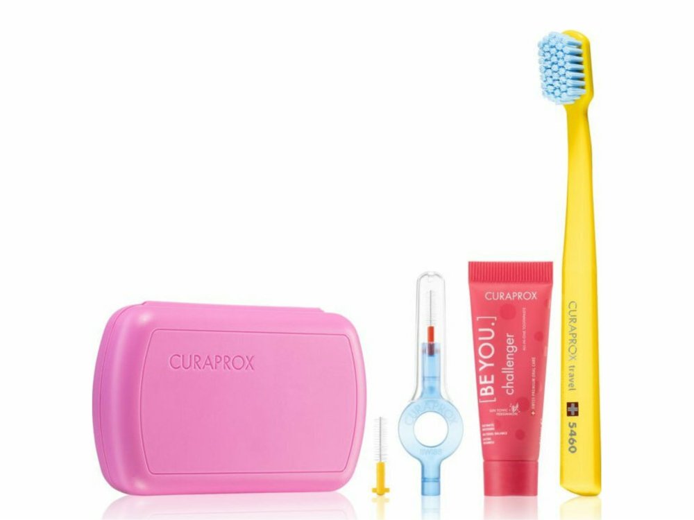 Curaprox Travel Set, Σετ  Στοματικής Υγιεινής σε Θήκη Ταξιδίου Ροζ, 1τμχ