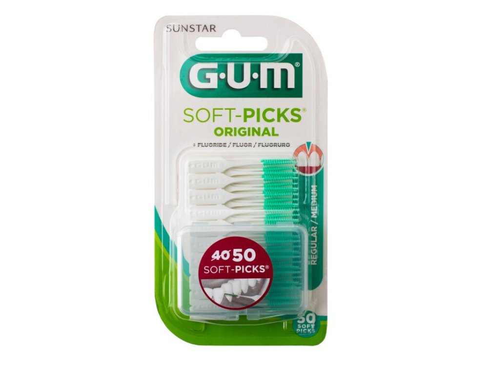 GUM Soft Picks Original + Fluoride 632 Οδοντιατρικές Οδοντογλυφίδες, 40+10τμχ