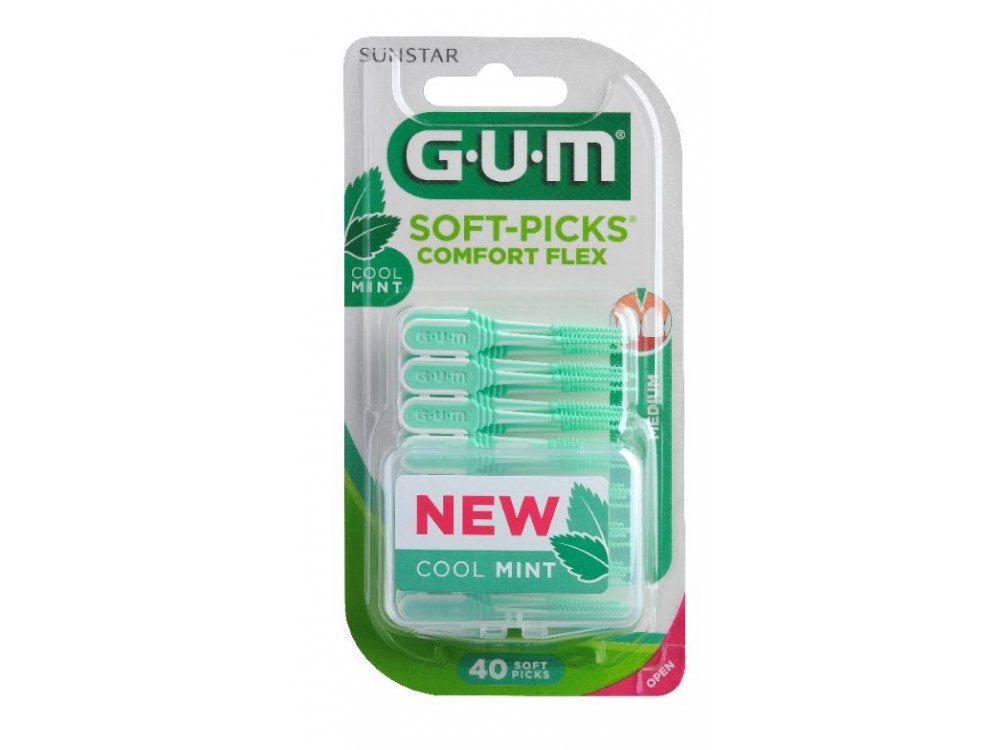 Gum Soft Picks Comfort Flex Cool Mint (670) Medium, Οδοντιατρικές Οδοντογλυφίδες, 40τμχ