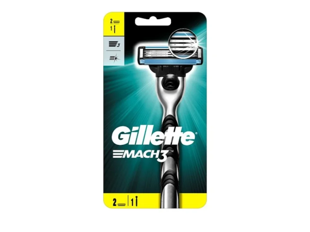 Gillette Mach3 Λαβή Ξυριστικής Μηχανής, 1τεμ & Ανταλλακτικές Κεφαλές, 2τεμ, 1σετ