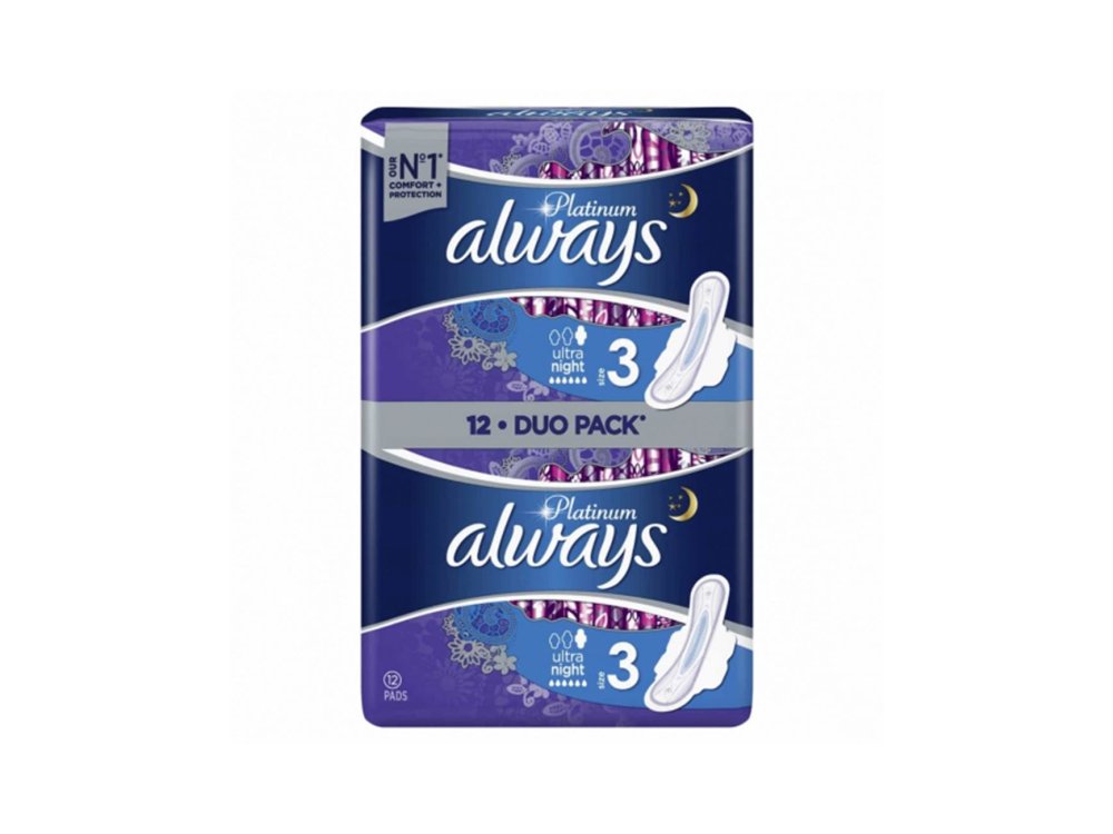 Always Platinum Ultra Night VP 12τμχ Σερβιέτες με Φτερά