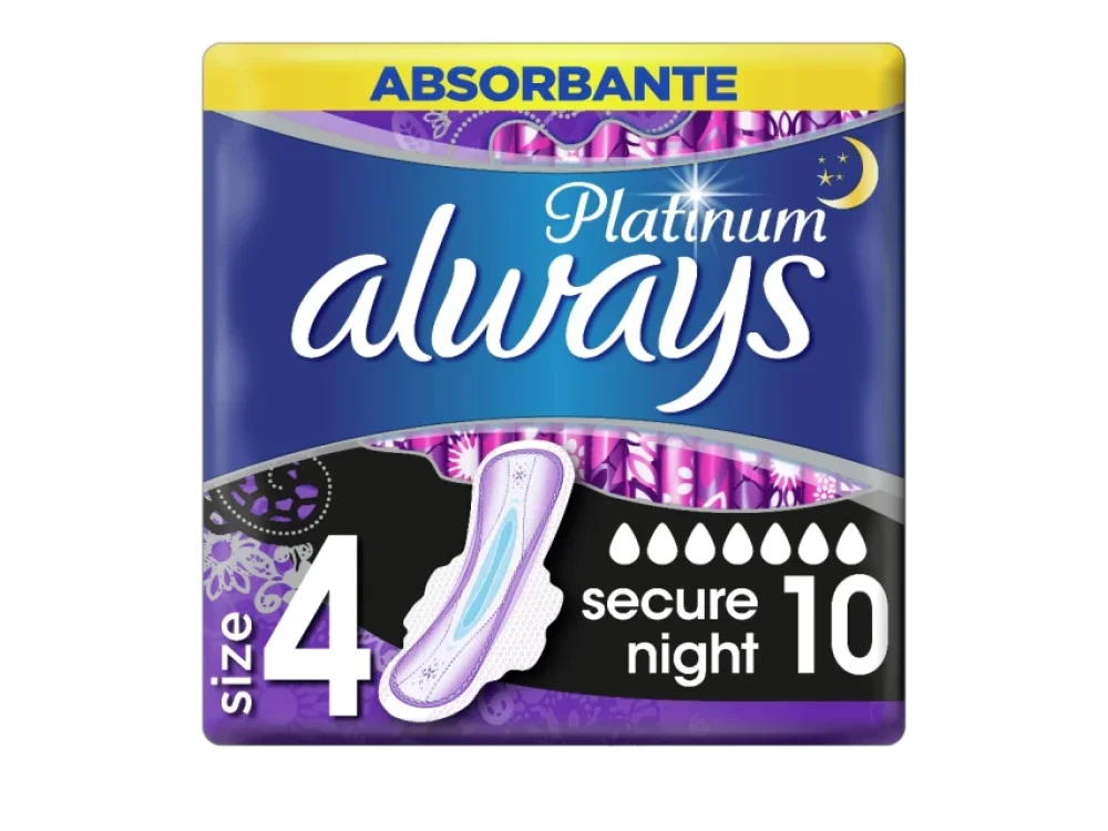 Always Platinum Secure Night (Μέγεθος 4) Σερβιέτες Με Φτερά, 10τμχ