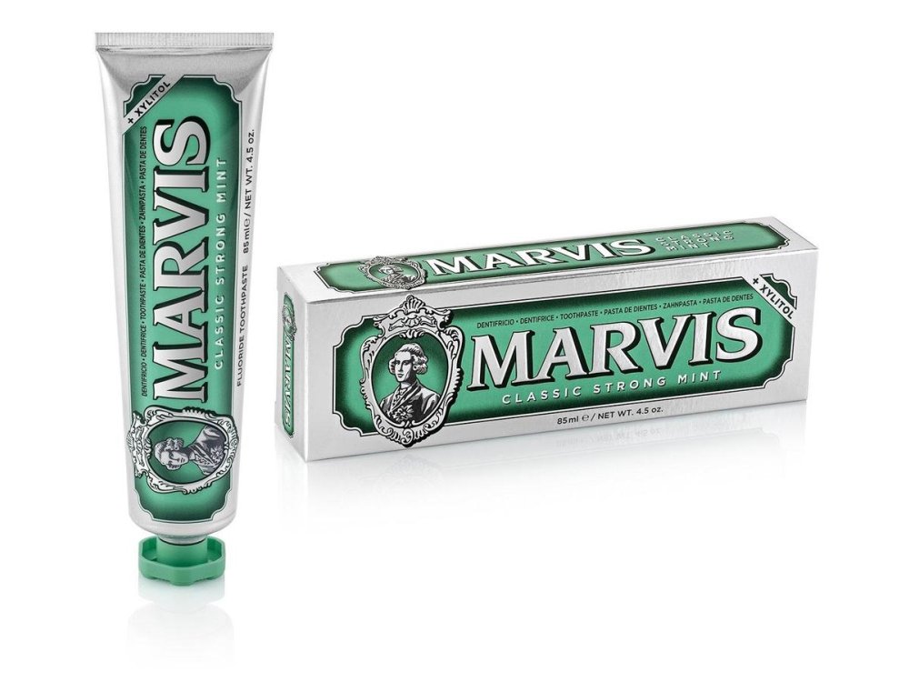 Marvis Classic Strong Mint +Xylitol, Οδοντόκρεμα με Ξυλιτόλη και Ευχάριστη Δυνατή Γεύση Μέντας, 85ml
