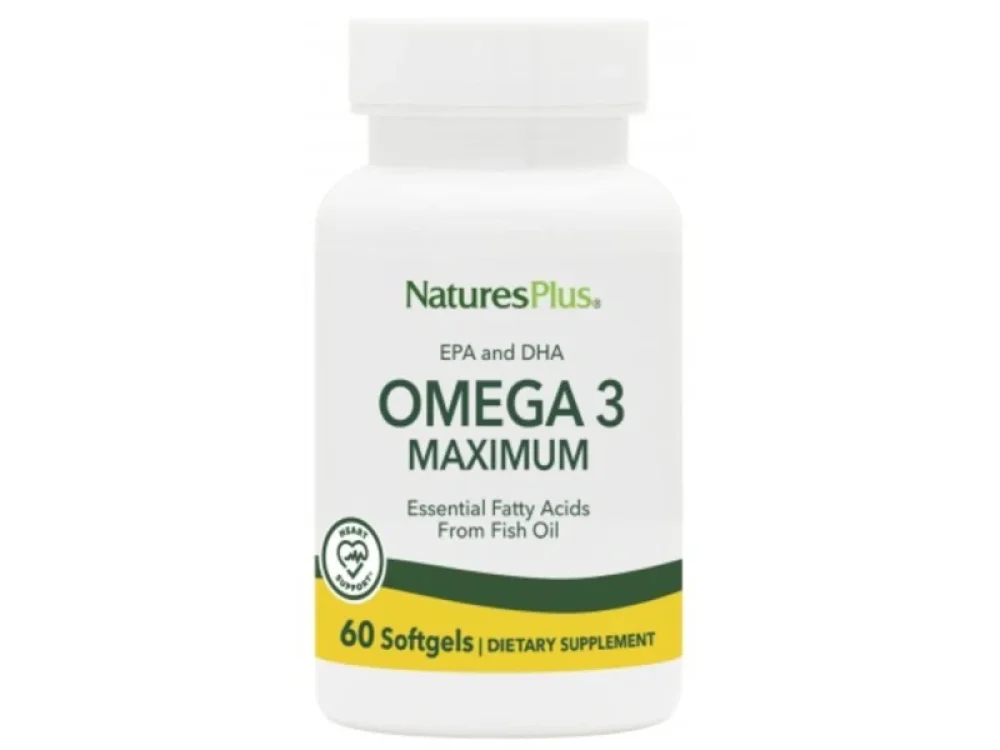 Natures Plus Omega 3 Maximum για τη Φυσιολογική Λειτουργία της Καρδίας, του Εγκεφάλου & της Όρασης, 30softgels