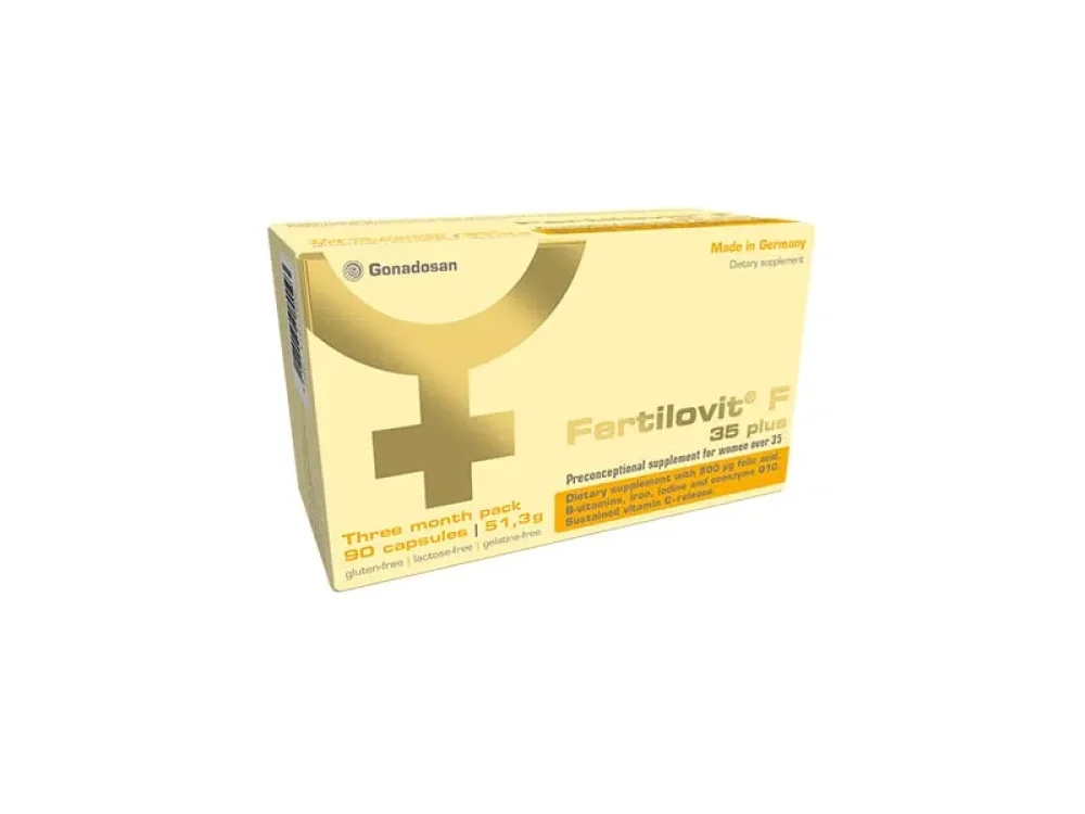 Fertilovit F 35 plus, Συμπλήρωμα Διατροφής για Γυναίκες 35 Ετών+ για Ορμονική Ισορροπία, Γονιμότητα & Καλύτερη Ποιότητα Ωαρίων, 90caps