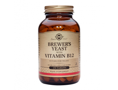 Solgar Brewer's Yeast with Vitamin B12 Συμπλήρωμα Διατροφής από Φυσική Μαγιά Μπύρας σε Συνδυασμό με Βιταμίνη Β12, 250tabs