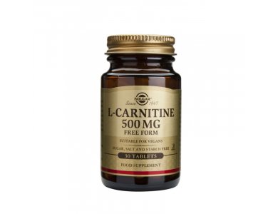 Solgar L-Carnitine 500mg Συμπλήρωμα Διατροφής Καρνιτίνης για Αύξηση Ενέργειας, Αντοχής & Ενίσχυση του Μεταβολισμού - Ιδανικό για Αθλητές, 30tabs