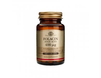 Solgar Folacin (Folic Acid) 400μg Συμπλήρωμα Διατροφής Φυλλικού Οξέος, 100tabs