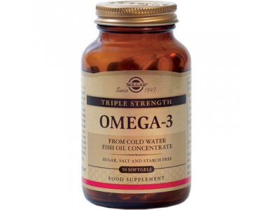 Solgar Omega 3 Triple Strength Συμπλήρωμα Διατροφής με Ωμέγα 3 Λιπαρά Οξέα για την Υγεία του Εγκεφάλου & του Καρδιαγγειακού Συστήματος, 50 softgels