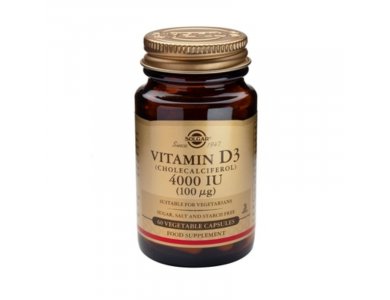 Solgar Vitamin D3 4000 IU (100μg) Συμπλήρωμα Διατροφής Βιταμίνης D3 με Πολλαπλά Οφέλη για τον Οργανισμό, Ιδανικό για την Υγεία των Οστών & των Αρθρώσεων, 60veg.caps