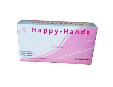 Happy Hands Latex Examination Gloves, Γάντια μιας χρήσης Latex Χωρίς Πούδρα Large, 100τμχ