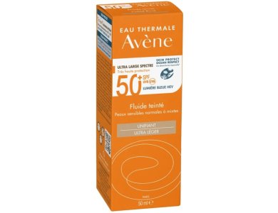 Avene Eau Thermale Fluide Teintee SPF50+ Αντιηλιακή Κρέμα Προσώπου με Χρώμα για Κανονικό Μικτό Ευαίσθητο Δέρμα, 50ml