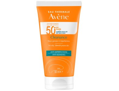 Avene Cleanance Solaire Spf50+, Αντηλιακό Προσώπου Λαιμού Υψηλής Προστασίας για Ευαίσθητο Λιπαρό Δέρμα, 50ml