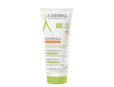 A-Derma Exomega Control Emollient Cream, Ενυδατική Κρέμα Σώματος για Ανάπλαση, για Ξηρές Επιδερμίδες, 200ml