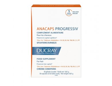 Ducray Anacaps Progressiv, Συμπλήρωμα Διατροφής για τα Μαλλιά 30Caps