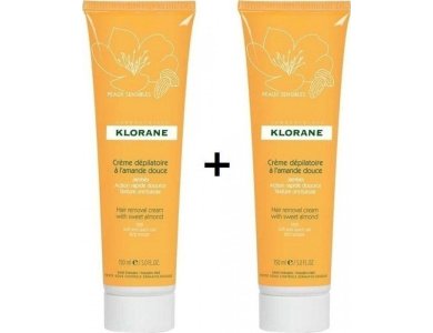 Klorane Promo Hair Removal Cream Sweet Almond Απαλή Αποτριχωτική Κρέμα με Γλυκό Αμύγδαλο (-50% στο δεύτερο προϊόν) 2x150ml