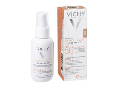 Vichy Capital Soleil UV-Age Daily Spf50+, Tinted Λεπτόρρευστο Αντηλιακό με Χρώμα κατά της Φωτογήρανσης 40ml
