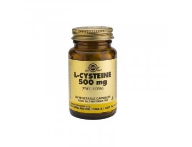 SOLGAR L-Cysteine 500mg 30 Κάψουλες. Σημαντικό για τη σύνθεση κερατίνης, μιας πρωτε?νης που βρίσκεται στο δέρμα, τα μαλλιά και τα νύχια.