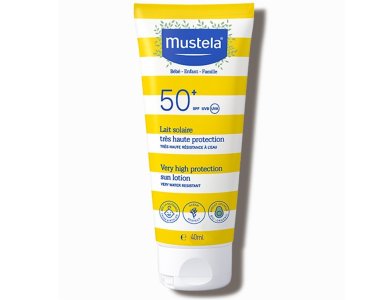 Mustela Very High Protection Sun Lotion SPF50+, Αντιηλιακό Προσώπου & Σώματος Πολύ Υψηλής Προστασίας, για Όλη την Οικογένεια, 40ml