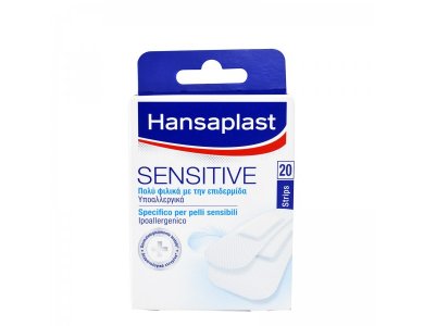 Hansaplast Strips/Ταχυεπιδέσμοι Sensitive Επίθεμα ιδιαίτερα φιλικό με την επιδερμίδα 20 strips