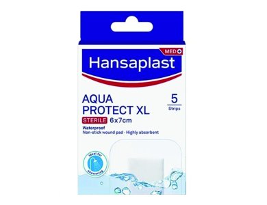 Hansaplast Aqua Protect XL, Αποστειρωμένα Επιθέματα για Μεγάλες Πληγές και Μετεγχειρητικά Τραύματα 6X7cm, 5τμχ
