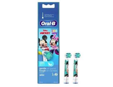Oral-B Kids Mickey Extra Soft, Ανταλλακτικές Κεφαλές Παιδικής Ηλεκτρικής Οδοντόβουρτσας, 2τμχ