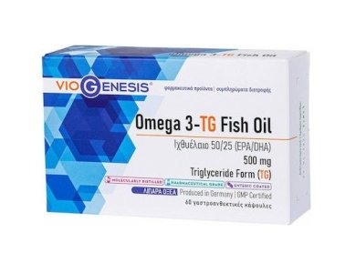 Viogenesis Omega 3-TG Fish Oil Ιχθυέλαιο 500mg 60 μαλακές κάψουλες