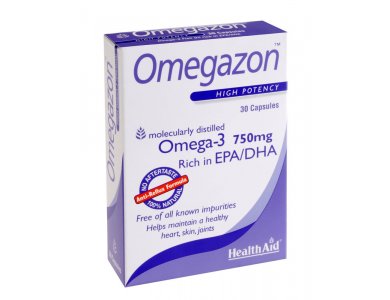 Health Aid OMEGAZON 750 mg, ΟMEGA 3 Fish Oil 750 mg, Λιπαρά οξέα για τον έλεγχο της αρτηριακής πίεσης 30 κάψουλες