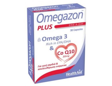 Health Aid Omegazon Plus Ω3 + CoQ10 για την Καλή Λειτουργία του Καρδιαγγειακού Συστήματος, 30caps