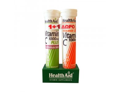 Health Aid Vitamin C 1000mg plus Echinacea, 20 tabs & ΔΩΡΟ Vitamin C 1000mg με Γεύση Πορτοκάλι 20 tabs