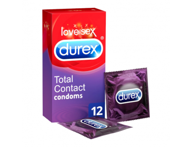 DUREX Total Contact Προφυλακτικά εξαιρετικά λεπτά, με περισσότερο λιπαντικό, 12τμχ