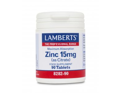 Lamberts Zinc Citrate 15mg Συμπλήρωμα Ψευδάργυρου, 90 tabs