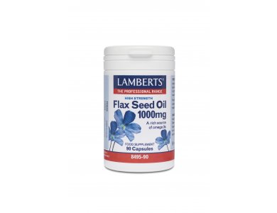 Lamberts Flax Seed Oil 1000mg Έλαιο Λιναρόσπορου Φυτική Πηγή Ωμέγα 3 Λιπαρών Οξέων, 90caps