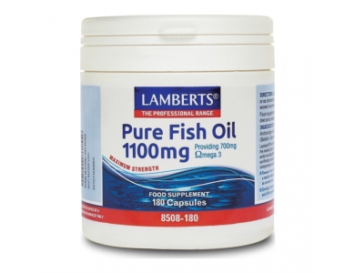 Lamberts Pure Fish Oil 1100mg, Συμπλήρωμα Διατροφής με Ιχθυέλαιο, 180Caps