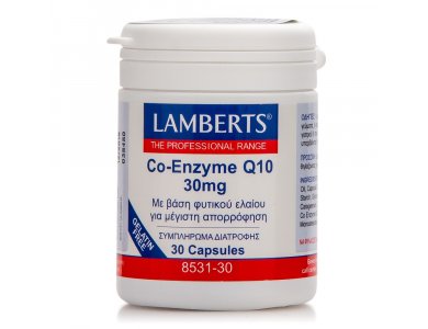 Lamberts Co-Enzyme Q10 30MG Συνένζυμο Q10 με Μοναδικές Ευεργετικές Ιδιότητες για την Καρδιά & το Ανοσοποιητικό Σύστημα , 30caps