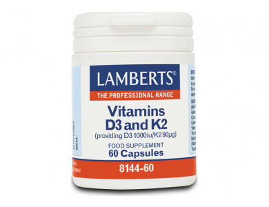 Lamberts Vitamin D3 1000iu & K2 90?g Φόρμουλα με Βιταμίνες D3 & Κ2, 60 caps