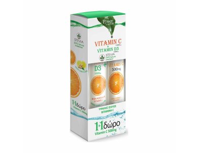 Power Of Nature Vitamin C 1000mg & D3 1000iu Stevia 24 & Vitamin C 500mg 20, Αναβράζοντα Δισκία