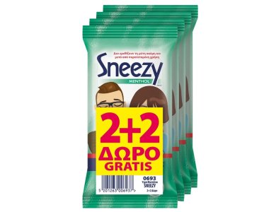 Sneezy Menthol 2+2 ΔΩΡΟ Υγρά Μαντηλάκια για το Κρυολόγημα, 48τμχ