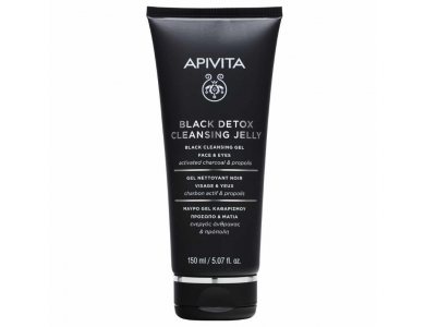 Apivita Gel Καθαρισμού Black Detox Cleansing Jelly για Πρόσωπο & Μάτια με Ενεργό Άνθρακα & Πρόπολη 150ml