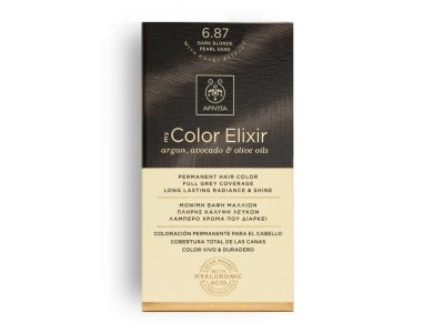 Apivita Color Elixir, Μόνιμη Βαφή Μαλλιών Ξανθό Σκούρο Περλέ Μπεζ 6.87, 1τμχ