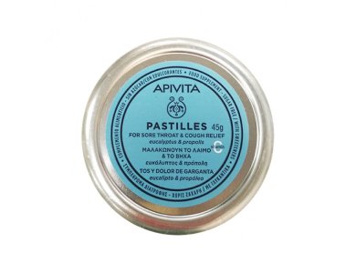 Apivita Pastilles Eucalyptus & Propolis, Παστίλιες με Ευκάλυπτο & Πρόπολη για Πονόλαιμο & Βήχα, 45gr