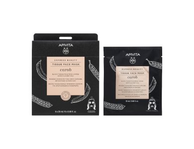Apivita Express Beauty Tissue, Μάσκα Προσώπου για Αποτοξίνωση & Καθαρισμό με Χαρούπι, 20ml