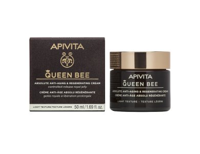 APIVITA Queen Bee Light Cream, Κρέμα Απόλυτης Αντιγήρανσης με βασιλικό πολτό ελεγχόμενης αποδέσμευσης, 50ml