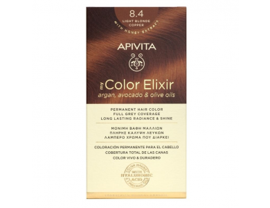 Apivita My Color Elixir kit Μόνιμη Βαφή Μαλλιών, 8.4 (Ξανθό Ανοιχτό Χάλκινο)