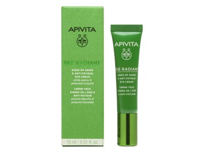 Apivita Bee Radiant Eye Cream with Peony, Αντιγηραντική Κρέμα Ματιών για Ξεκούραστη Όψη, 15ml