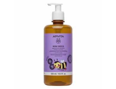 Apivita "Mini Bees" Gel Shampoo, Υποαλλεργικό Παιδικό Σαμπουάν με Μέλι σε Μορφή Τζελ, 500ml